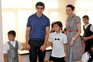 Lola Karimova and Timur Tillyaev with children´s NCSAC Lola Karimova Tillyaeva